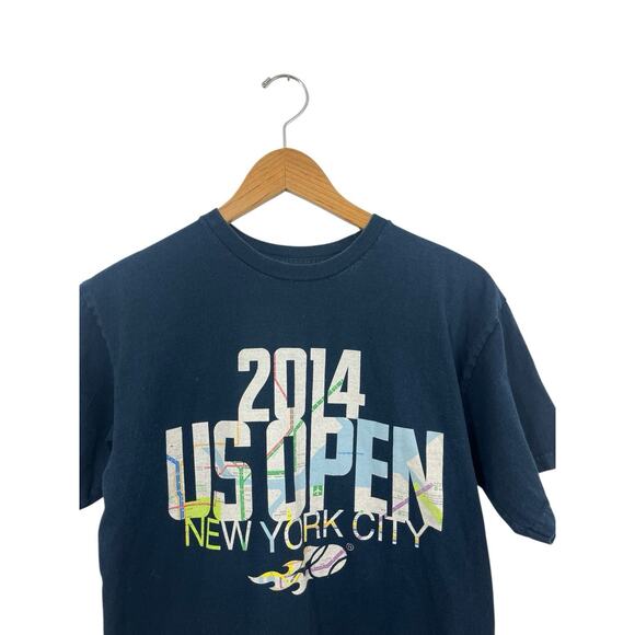 US Open 2014 New York City Medium Blue Tee T Shirt NYC Tennis Subway Train - Picture 2 of 8